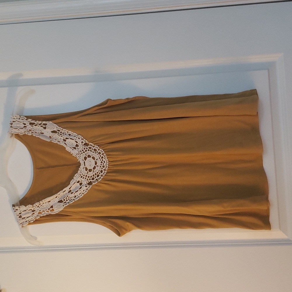 Tuscany Yellow Tank Top with Lace Neckline
